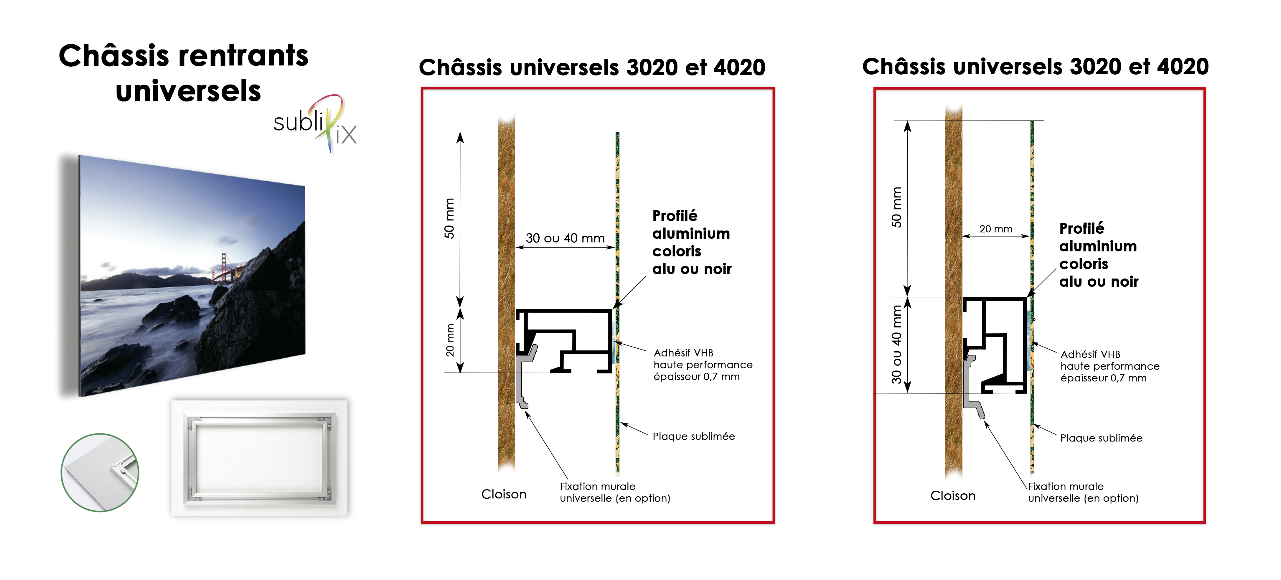 Châssis rentrants SubliPix